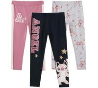Disney Lilo & Stitch, Minnie Mouse, Frozen Princess - Conjunto de 3 pantalones de leggings para niños pequeños a niños grandes, Lilo and Stitch - Gris/Rosa/Negro, 10