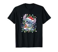 Disney Lilo & Stitch Navidad Tangled Lights Portrait Camiseta