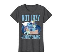 Disney Lilo & Stitch Not Lazy Energy Saving Camiseta, Mujer, Jaspeado Oscuro, XXL