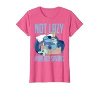 Disney Lilo & Stitch Not Lazy Energy Saving Camiseta, Mujer, Rosa jaspeado, 3XL