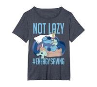 Disney Lilo & Stitch Not Lazy Energy Saving Camiseta, Mujer tallas grandes, Azul Jaspeado, 6XL Grande