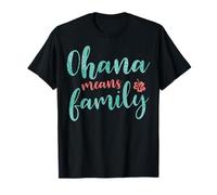 Disney Lilo & Stitch Ohana Means Family Floral Text Camiseta