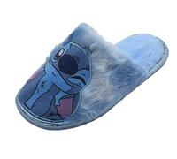Disney Lilo & Stitch - Pantuflas tipo cuña fáciles de poner para niñas, azul, talla 6-12, Blue, 13 UK Child