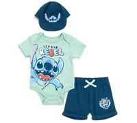 Disney Lilo & Stitch reciιn nacido bebι niρo mono pantalones cortos y gorra de bιisbol conjunto de 3 piezas azul fresco/azul marino reciιn nacido