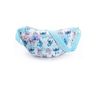 Disney Lilo & Stitch - Riñonera azul para mujer, bolsa ajustable con cierre de cremallera, diseño de punto de dibujos animados y ángel, mercancía de la película Disney