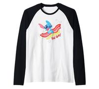 Disney Lilo & Stitch Sizzling The Day Bacon Surfing Logo Camiseta Manga Raglan