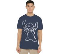 Disney Lilo & Stitch Sketch T Shirt, Camiseta, Azul (Heather Navy), XL Unisex Adulto