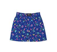Disney Lilo & Stitch Snacks Mens Cotton Jersey Button Fly Boxer Lounge Shorts (X-Large, Blue)