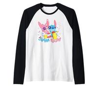 Disney Lilo & Stitch Sugar Rush Angel Stitch Ride Chest Logo Camiseta Manga Raglan