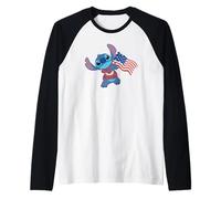 Disney Lilo & Stitch Tropical Stitch American Flag Camiseta Manga Raglan