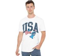 Disney Lilo & Stitch USA T Shirt, White Camiseta, Blanco, XXL Unisex Adulto