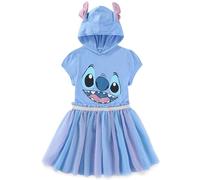 Disney Lilo & Stitch - Vestido de tul con capucha y orejas para niñas grandes, color azul