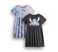 Disney Lilo & Stitch Vestido Niña Pack de 2 | Vestidos de Verano de Manga Corta en Gris Oscuro y Lavanda Ropa de día gráfica | Conjunto de Ropa multipaquete Lindo Stitch Alien