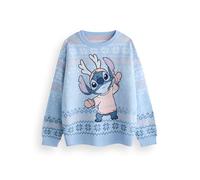 Disney Lilo & Stitch Womens Christmas Jumper in Blue | Warm Graphic Knitted Sweater for Adults | Festive Holiday Long Sleeve Knitwear Top | Fun Pullover Knit Unique Movie Merchandise Gift for Her
