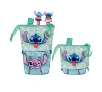Disney Estuche portatodo Lilo y Stitch Aloha con 2 bolígrafos de gel borrables, azul 11,5x17 cm
