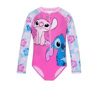 Disney Lilo Y Stitch Bañador Piscina Niña | Manga Larga Bañador Niña Stitch | Bañadores Una Pieza para Niñas | Rosa 10-11 años