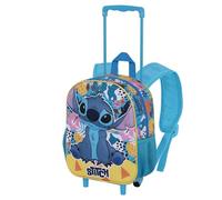 Disney Lilo y Stitch Colors-Mochila 3D con Ruedas Pequeña, Turquesa, 26 x 34 cm, Capacidad 7 L