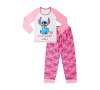 Disney Conjunto de pijama largo Lilo and Stitch Stay Weird para niñas, rosa, 9-10 años