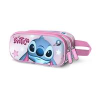 Disney Lilo y Stitch Cosmic-Estuche Portatodo 3D Doble, Rosa, 22 x 10 cm