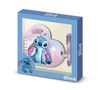 Disney Lilo y Stitch Cosmic-Pack de Diario Corazón + Bolígrafo de 6 Colores, Rosa