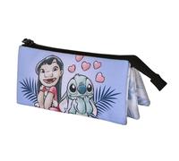 Disney Lilo y Stitch Couple-Estuche Portatodo Triple, Lila, 23 x 11 cm