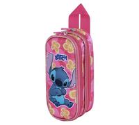 Disney Lilo y Stitch Cute-Estuche Portatodo 3D Doble, Rosa, 22 x 10 cm