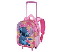 Disney Lilo y Stitch Cute-Mochila 3D con Ruedas Pequeña, Rosa, 26 x 34 cm, Capacidad 7 L