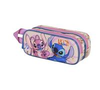 Disney Lilo y Stitch Dance-Estuche Portatodo 3D Doble, Rosa, 22 x 9,5 cm