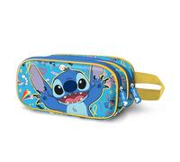 Disney Lilo y Stitch Hello-Estuche Portatodo 3D Doble, Azul, 22 x 9,5 cm