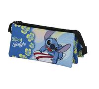Disney Lilo y Stitch Lifestyle-Estuche Portatodo Triple, Azul, 23 x 11 cm