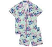 Disney Lilo y Stitch Pijama Niña, Pijama Corto de Algodón con Angel y Stitch 7-8 Años