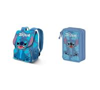 Disney Lilo y Stitch Sit - Mochila Pequeña Expandible EXP + Plumier Completo Triple