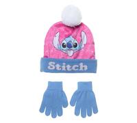 Disney Lilo y Stitch - Stitch gorro de invierno con PON PON y guantes, para niños (Azul, 52)