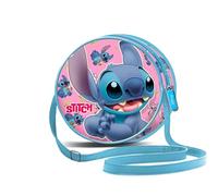 Disney Bolso Redondo 18,5 x 18,5 cm, Bandolera Girl'S, Lilo y Stitch Azul, One Size