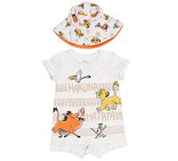 Disney Lion King Pumbaa Simba Timon Baby Boys Romper Sunhat Set Beige 0-3 Months