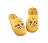 Disney Lion The King Pantuflas Mujer | Mules de piel para interior Simba para mujer en Amarillo | Zapatos de casa sin cordones con cara de personaje de animal bordado para adultos y adolescentes