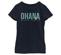 Disney Little, Big Lilo & Stitch Ohana Bold Girls Short Sleeve Tee Shirt, Navy Blue, Large