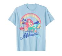 Disney Little Mermaid Pastel Rainbow Retro Camiseta, Hombre, Azul Bebé, 3XL