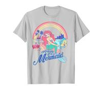 Disney Little Mermaid Pastel Rainbow Retro Camiseta, Hombre, Plata, 3XL