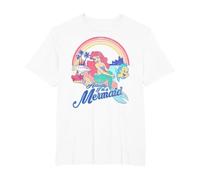 Disney Little Mermaid Pastel Rainbow Retro Camiseta, Hombre tallas grandes, Blanco, 3X Alto