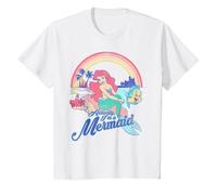Disney Little Mermaid Pastel Rainbow Retro Camiseta, Niños, Blanco, 3 años