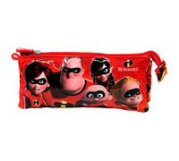 Disney Los Increíbles Family-Estuche Portatodo Triple, Rojo, 23.5 x 10 cm
