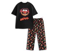Disney los Muppets Pijama de Manga Corta y pantalón Largo para Hombre con Estampado de Animales | Ropa de Dormir de Dibujos Animados en Negro y Rojo
