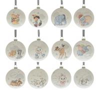 Disney Magical Beginnings - Juego de 12 bolas - Pooh, Tigger, Piglet & Eeyore, Bambi, Pinochio, Dumbo y Marie - Producto oficial - Adornos Navideños, Decoracion Navidad para árbol de Navidad