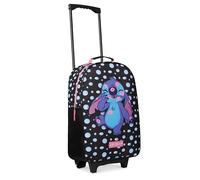 Disney Maleta Niñas con Ruedas - Maleta Infantil Equipaje de Mano Trolley - Maleta de Viaje Cabina 47x30x17 cm - Maleta Stitch Minnie Mouse Frozen con Asa Extensible y 2 Ruedas (Negro Stitch)