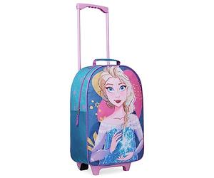 Disney Maleta Niñas con Ruedas - Maleta Infantil Equipaje de Mano Trolley - Maleta de Viaje Cabina 47x30x17 cm - Maleta Stitch Minnie Mouse Frozen con Asa Extensible y 2 Ruedas (Azul Elsa)