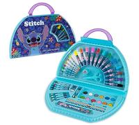 Disney Maletin Pinturas para Niñas Estuche Colores Niña Completo con Rotuladores Lápices de Colores y Ceras de Colores Maletin Actividades Niñas para Colorear (Azul Conjunto Stitch)