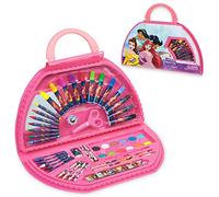 Disney Maletin Pinturas para Niñas Estuche Colores Niña Completo con Rotuladores Lápices de Colores y Ceras de Colores Maletin Actividades Niñas para Colorear (Rosa Conjunto Princesa)
