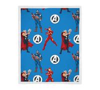 Disney Manta de Felpa con Forro de Sherpa con Licencia Oficial Marvel Avengers, Manta súper Suave y cálida | Diseño Azul hogar, Las Fiestas de Pijamas y el Camping. 100 x 150 cm