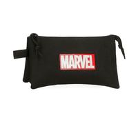 Joumma Marvel Marvel Red Logo Estuche Triple Negro 22x12x5 cms Poliéster 1,32L